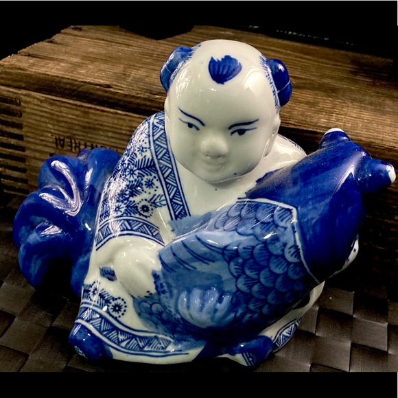 Large Ceramic Buddha | Feng Shui Maitreya Buddha Sitting Koi Lucky God Statue - Picture 2 of 13